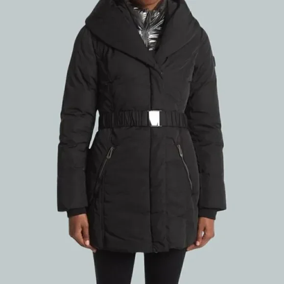 New! Noize Ariana Parka Insulated Puffer Belted Hooded Jacket NWOT - Picture 3 of 16